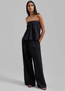 Tops Catalina Pleated Trousers - Black Women Black The Frankie Shop - Image 3