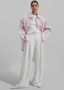 Tops Cyrus Button Up Shirt - Pink/White Stripe The Frankie Shop Women Pink - Image 5