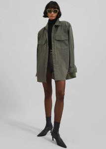Tops Green The Frankie Shop Women Prilly Oversized Shirt - Khaki