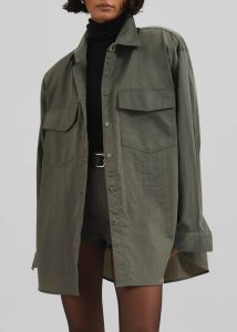 Tops Green The Frankie Shop Women Prilly Oversized Shirt - Khaki - Image 5