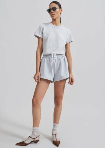 Tops Grey Kenz Baby Tee - Grey Women The Frankie Shop