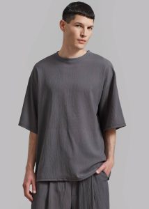 Tops Grey Men The Frankie Shop Eliott Crinkle Tee - Charcoal