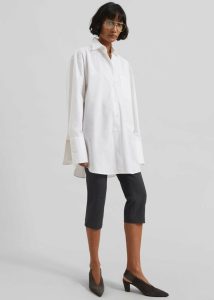 Tops Helen Organic Cotton Long Shirt - White White Women The Frankie Shop - Image 2
