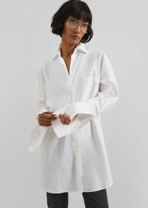 Tops Helen Organic Cotton Long Shirt - White White Women The Frankie Shop - Image 3