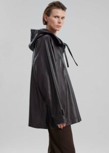 Tops Kevin Leather Hooded Overshirt - Brown Women Brown The Frankie Shop - Image 2