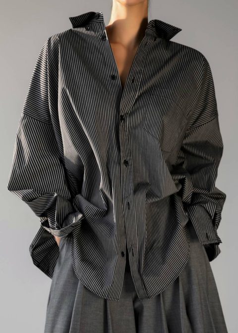 Tops Lioris Oversized Shirt - Black/White Stripe Black Women The Frankie Shop