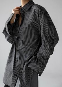 Tops Lioris Oversized Shirt - Black/White Stripe Black Women The Frankie Shop - Image 5
