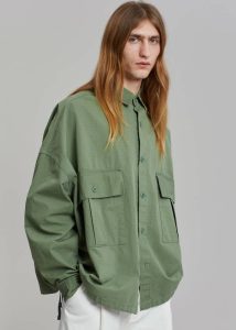 Tops Men Green The Frankie Shop Seb Cargo Shirt - Army Green - Image 4