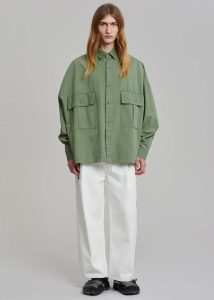 Tops Men Green The Frankie Shop Seb Cargo Shirt - Army Green - Image 5