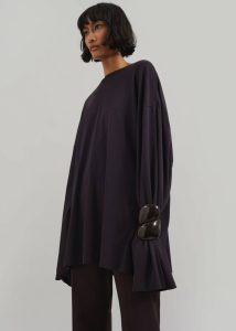 Tops Purple Women The Frankie Shop Rio Oversized Sleeve Tee - Dark Plum - Image 2