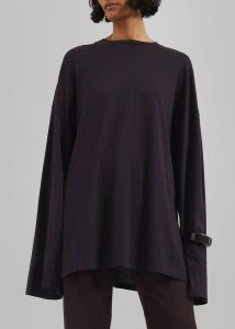 Tops Purple Women The Frankie Shop Rio Oversized Sleeve Tee - Dark Plum - Image 3