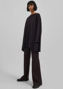Tops Purple Women The Frankie Shop Rio Oversized Sleeve Tee - Dark Plum - Image 4