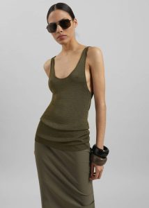 Tops Rivo Knit Tank Top - Khaki Green The Frankie Shop Women