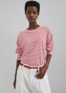 Tops Salome Long Sleeve Tee - White/Red Stripe Women The Frankie Shop Red - Image 2