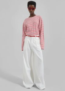 Tops Salome Long Sleeve Tee - White/Red Stripe Women The Frankie Shop Red - Image 3