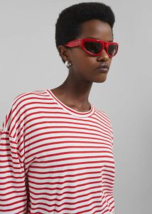 Tops Salome Long Sleeve Tee - White/Red Stripe Women The Frankie Shop Red - Image 5