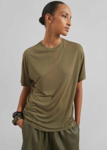 Tops Selvan Sheer T-Shirt - Khaki Women Green The Frankie Shop