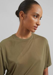 Tops Selvan Sheer T-Shirt - Khaki Women Green The Frankie Shop - Image 3