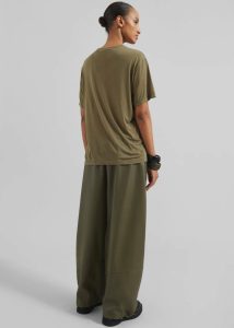 Tops Selvan Sheer T-Shirt - Khaki Women Green The Frankie Shop - Image 4