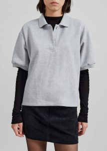 Tops The Frankie Shop Arda Crop Polo - Grey Grey Women - Image 5