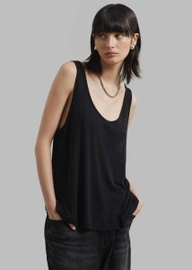 Tops The Frankie Shop Black Josie Scoop Neck Tank Top - Black Women - Image 2