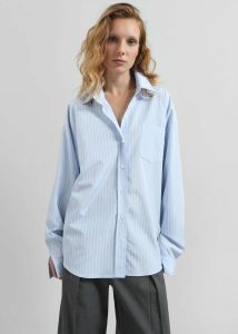 Tops The Frankie Shop Blue Lanthe Striped Oversized Shirt - Light Blue Women - Image 4