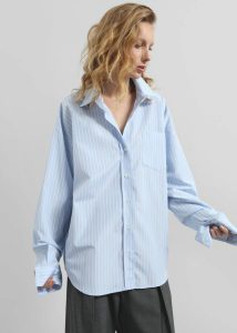 Tops The Frankie Shop Blue Lanthe Striped Oversized Shirt - Light Blue Women - Image 5
