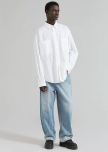 Tops The Frankie Shop Men White Gus Oversized Shirt - White - Image 2