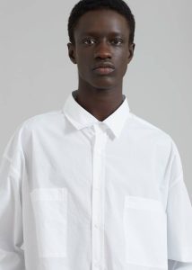 Tops The Frankie Shop Men White Gus Oversized Shirt - White - Image 3