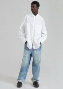 Tops The Frankie Shop Men White Gus Oversized Shirt - White - Image 4