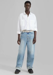 Tops The Frankie Shop Men White Gus Oversized Shirt - White - Image 5