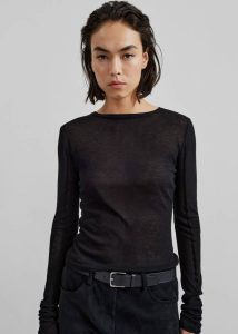 Tops The Frankie Shop Women Black Mesa Sheer Long Sleeve Tee - Black - Image 3