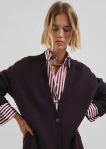 Tops The Frankie Shop Women Multi Peri Striped Poplin Shirt - Burgundy/White - Image 4