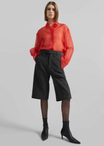 Tops The Frankie Shop Women Peri Sheer Shirt - Red Red