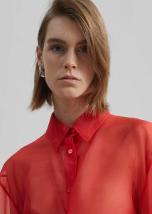 Tops The Frankie Shop Women Peri Sheer Shirt - Red Red - Image 4