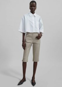 Tops White Women The Frankie Shop Odem Cropped Shirt - White