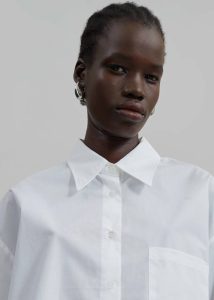 Tops White Women The Frankie Shop Odem Cropped Shirt - White - Image 5