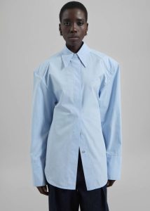 Tops Women Blue Bec Padded Shirt - Light Blue The Frankie Shop - Image 3