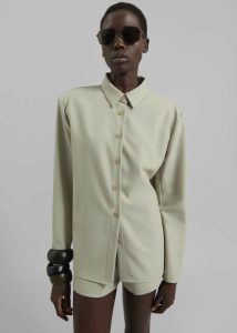Tops Women Gila Padded Shirt - Cement Beige The Frankie Shop - Image 2