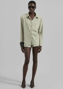 Tops Women Gila Padded Shirt - Cement Beige The Frankie Shop