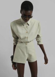 Tops Women Gila Padded Shirt - Cement Beige The Frankie Shop - Image 3