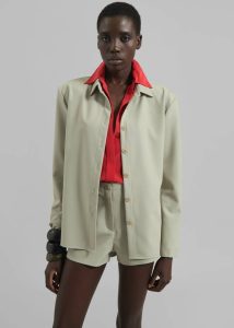 Tops Women Gila Padded Shirt - Cement Beige The Frankie Shop - Image 4