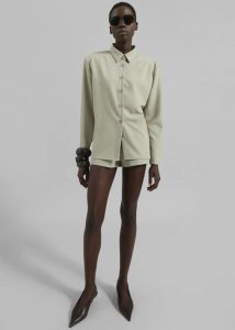 Tops Women Gila Padded Shirt - Cement Beige The Frankie Shop - Image 5