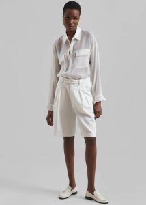 Tops Women The Frankie Shop White Madeline Sheer Shirt - Off White - Image 2