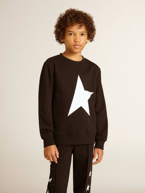 Topwear Selection (4-12 Years) Black Kids Golden Goose Boys’ Black Sweatshirt With White Maxi Star On The Front - Image 3