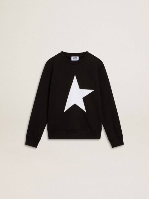 Topwear Selection (4-12 Years) Black Kids Golden Goose Boys’ Black Sweatshirt With White Maxi Star On The Front