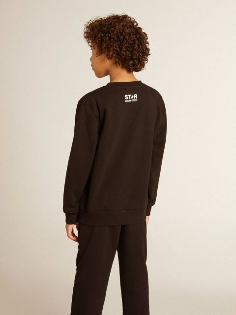 Topwear Selection (4-12 Years) Black Kids Golden Goose Boys’ Black Sweatshirt With White Maxi Star On The Front - Image 5