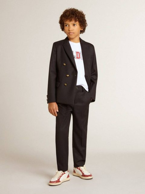 Topwear Selection (4-12 Years) Golden Goose Dark Blue Kids Boys' Dark Blue Double-Breasted Blazer - Image 2