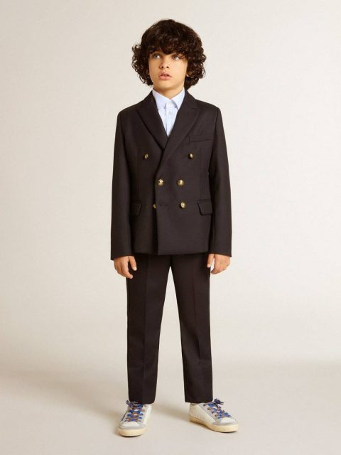 Topwear Selection (4-12 Years) Golden Goose Dark Blue Kids Boys' Dark Blue Double-Breasted Blazer - Image 3
