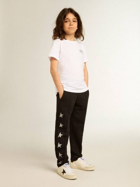 Topwear Selection (4-12 Years) Golden Goose Kids Optical White White T-Shirt With Contrasting Silver Logo On The Front - Image 3